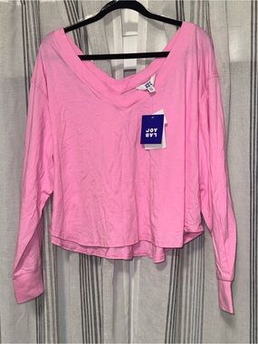 NWT JoyLab Pink V-Neck Long-Sleeve Women's Top XXL